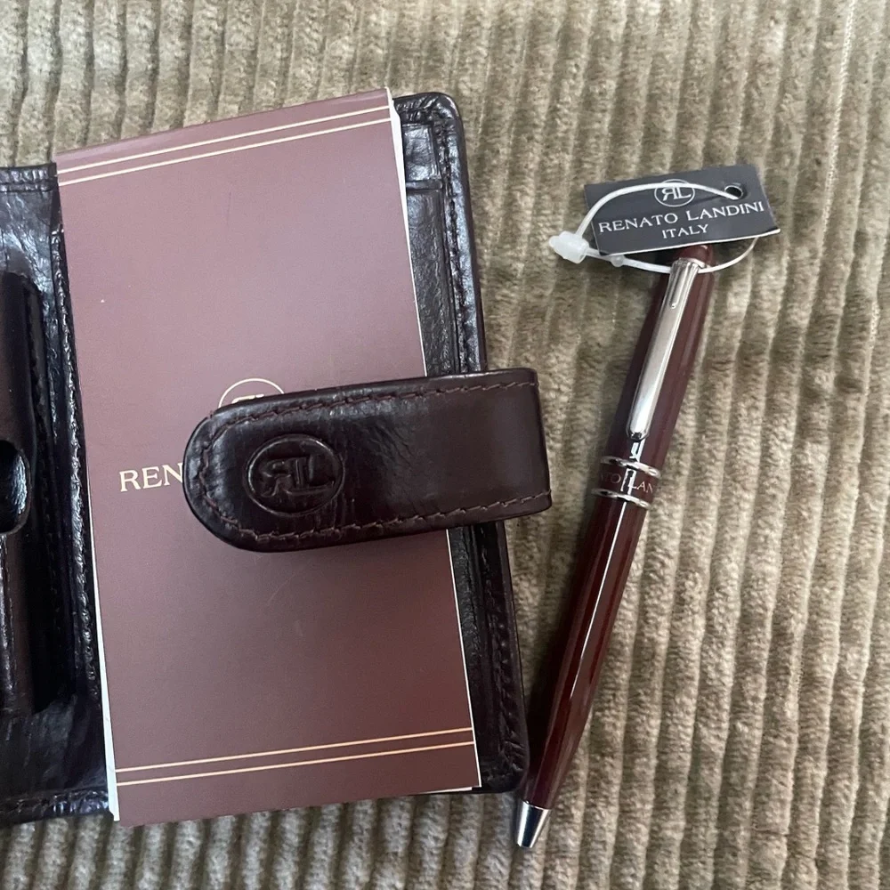 ❤️ Italian leather notepad holder with pen/ motion- great Father’s Day gift